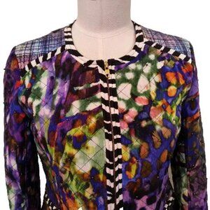 Small ROBERT GRAHAM Phoebe Womens Silk Colorful Lightweight Full Zip Jacket